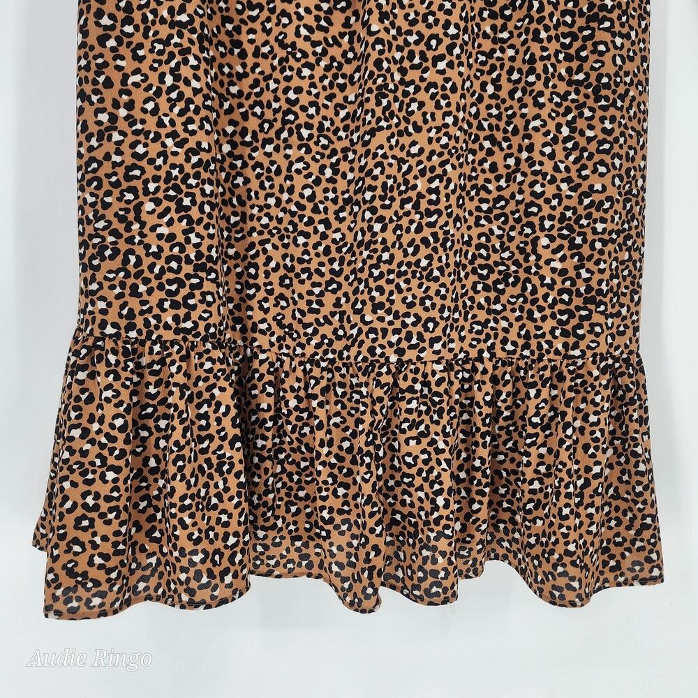 Talbots Leopard Print Ruffle Hem Dress Brown Black 10P - Picture 7 of 11